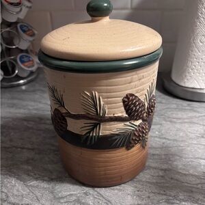 Expressions Ceramic Canister with Cream and Brown Design